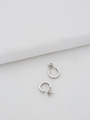 Ted Baker Silver Tone SEENITA: Crystal Small Hoop Earrings - Image 5 of 9