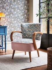 Clarke & Clarke William Morris Strawberry Thief Slate Grey Blush Luisa Accent Chair - Image 1 of 7
