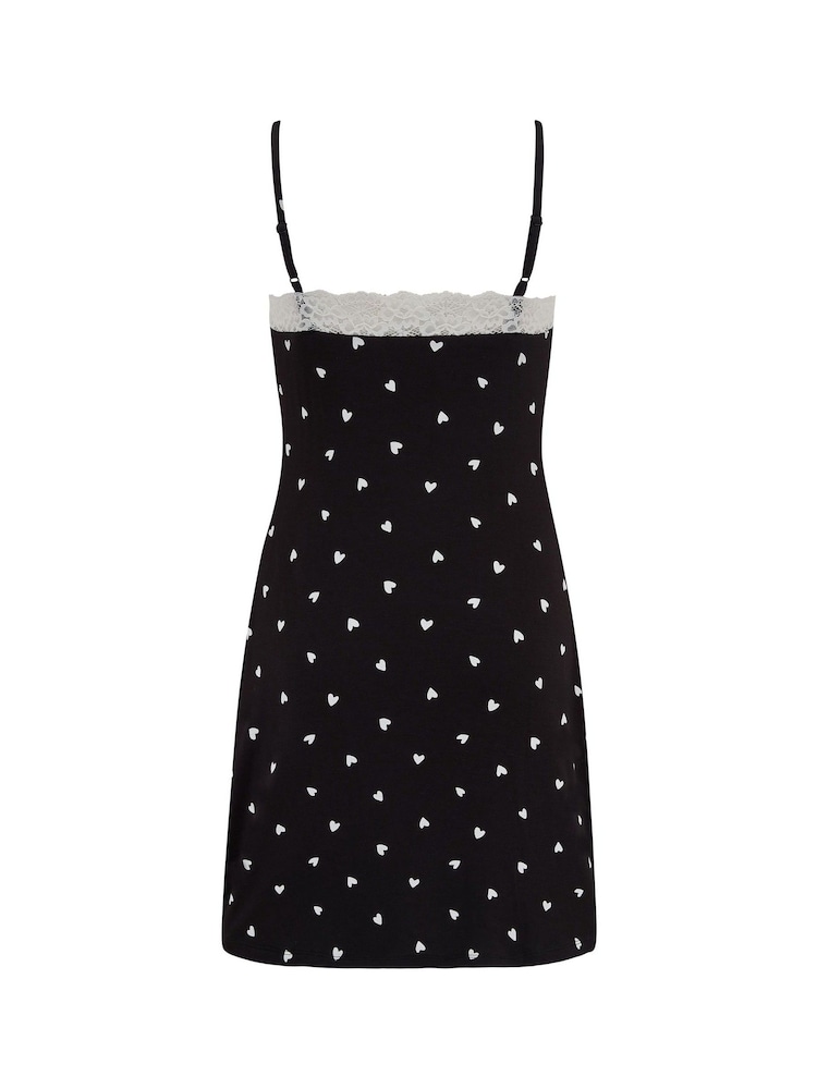 Pour Moi Black Polka Dot Sofa Loves Lace Hidden Support Soft Jersey Split Chemise - Image 5 of 5