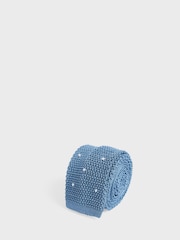 Reiss Airforce Blue Bank Silk Spotted Tie - Image 1 of 4