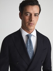 Reiss Airforce Blue Bank Silk Spotted Tie - Image 2 of 4