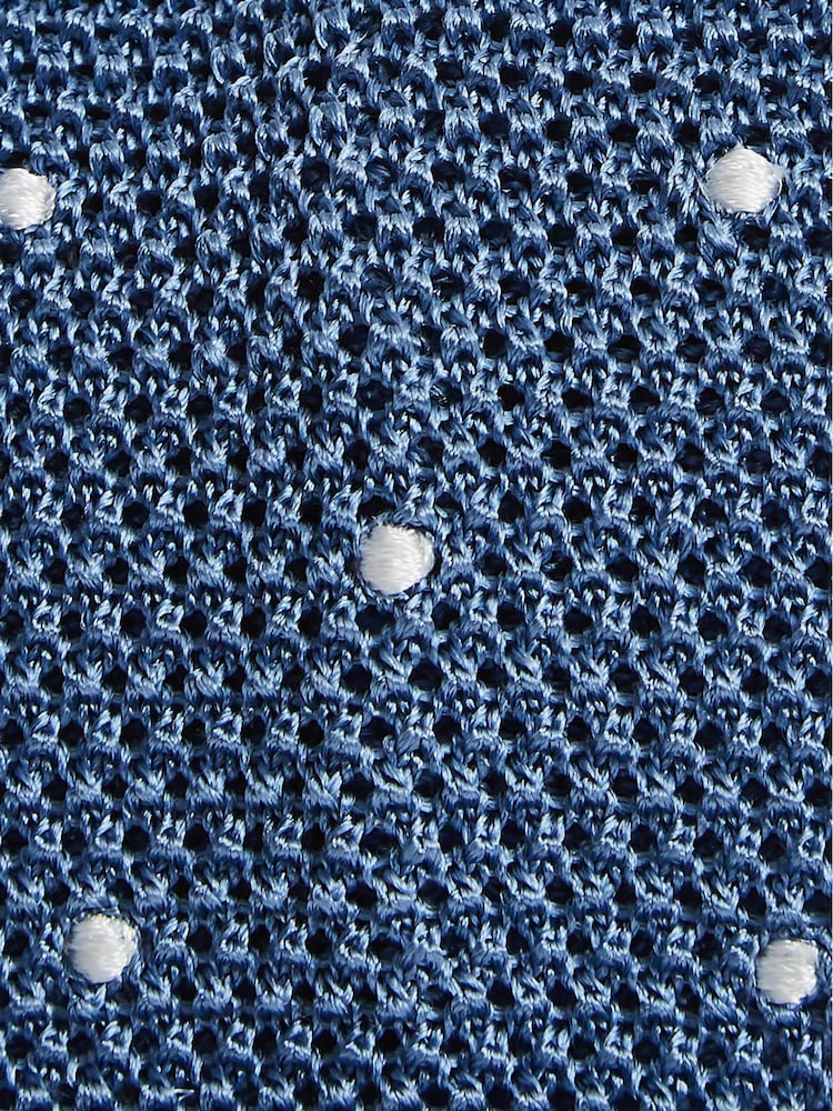 Reiss Airforce Blue Bank Silk Spotted Tie - Image 4 of 4