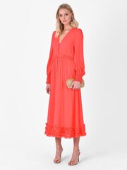Ro&Zo Pink Coral Frill Button Through Dress - Image 1 of 3