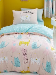 Catherine Lansfield Pink Cute Cats Duvet Cover and Pillowcase Set - Image 1 of 4