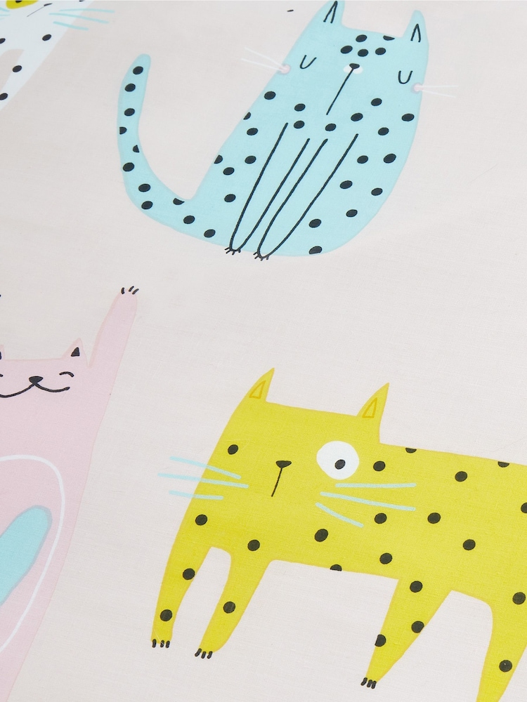 Catherine Lansfield Pink Cute Cats Duvet Cover and Pillowcase Set - Image 4 of 4