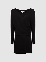 Reiss Black Sonia Knitted Bodycon Dress - Image 2 of 7