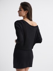 Reiss Black Sonia Knitted Bodycon Dress - Image 5 of 7