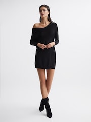 Reiss Black Sonia Knitted Bodycon Dress - Image 6 of 7