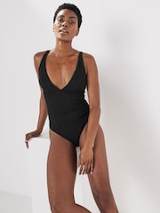 Black Plunge Tummy Control Swimsuit - Image 1 of 6