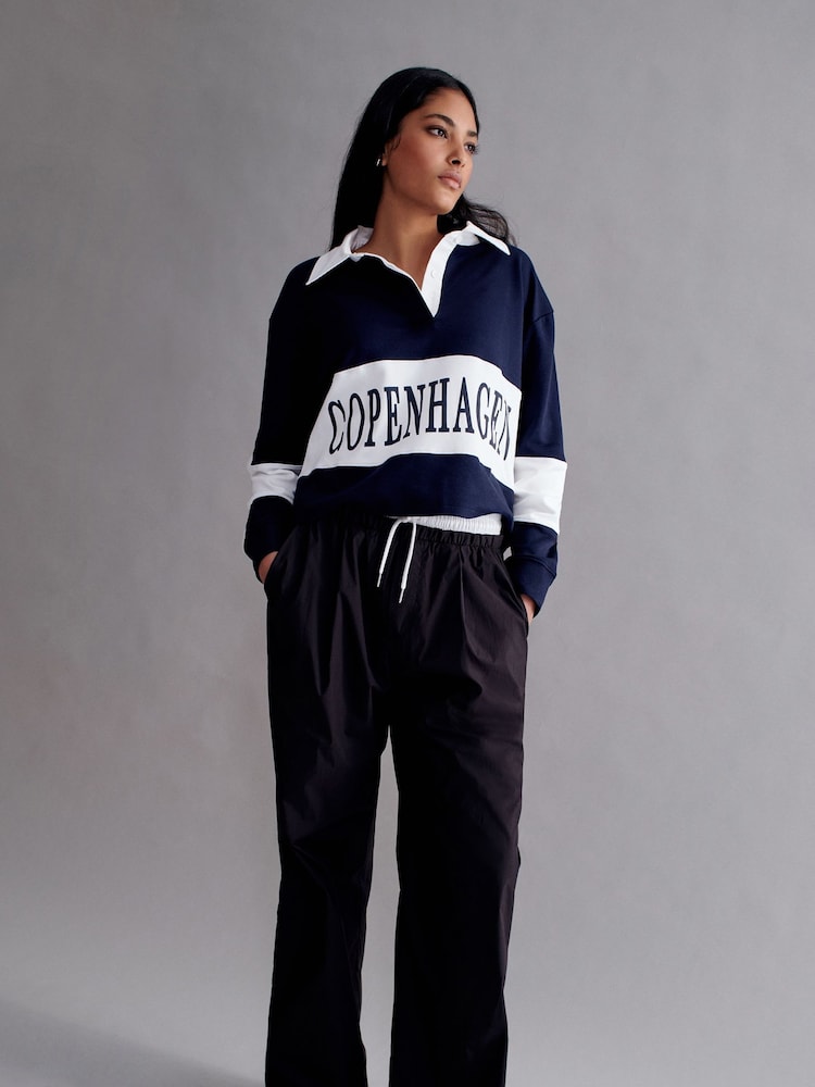 Navy Graphic Polo Rugby Longsleeve Shirt - Image 2 of 6 Navy Graphic Polo Rugby Longsleeve Shirt - Image 2 of 6