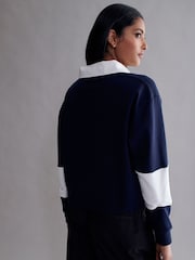 Navy Graphic Polo Rugby Longsleeve Shirt - Image 3 of 6