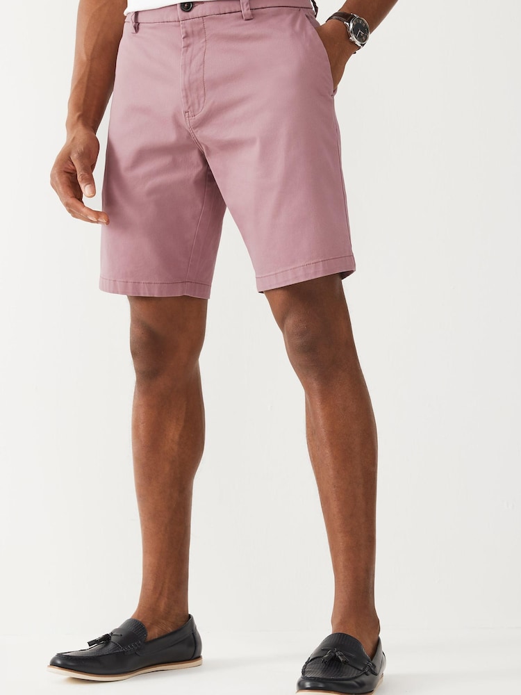 Pink Straight Stretch Chino Shorts - Image 1 of 3 Pink Straight Stretch Chino Shorts - Image 1 of 3