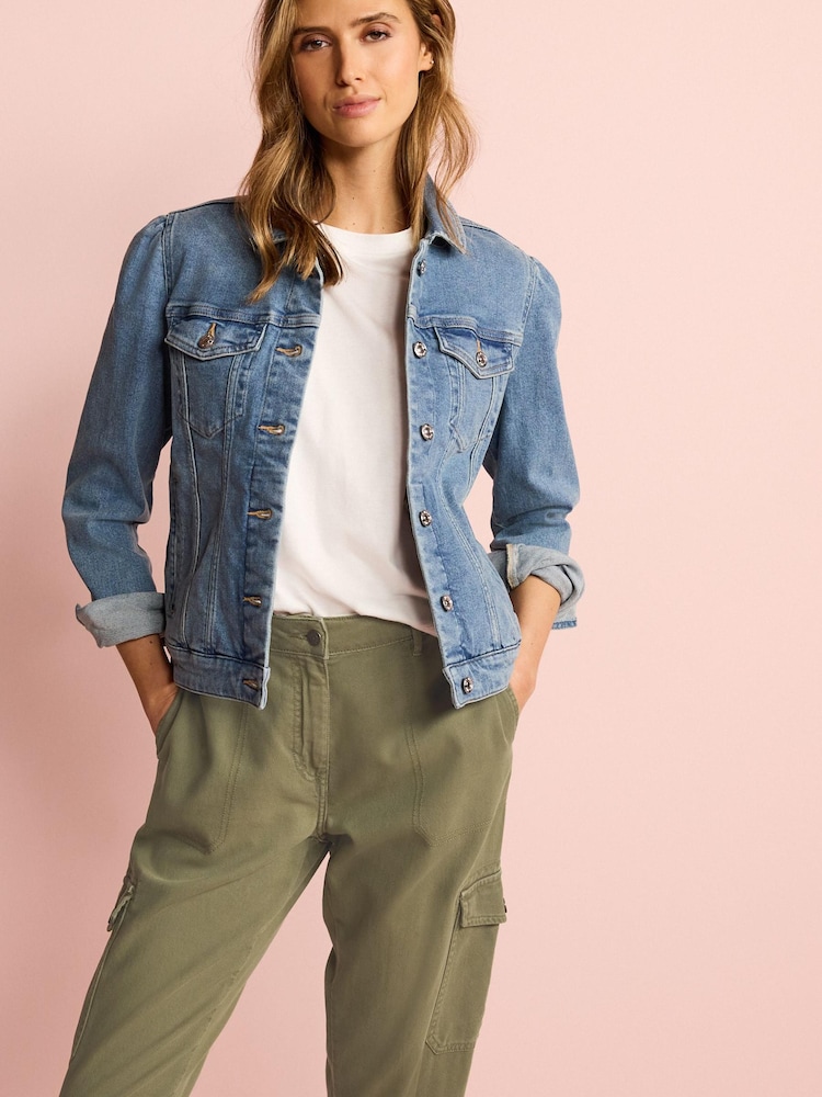 Mittelblau - Jeansjacke mit Puffärmeln - Bild 2 von 5
