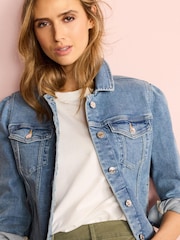 Mittelblau - Jeansjacke mit Puffärmeln - Bild 4 von 5