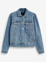Mittelblau - Jeansjacke mit Puffärmeln - Bild 5 von 5