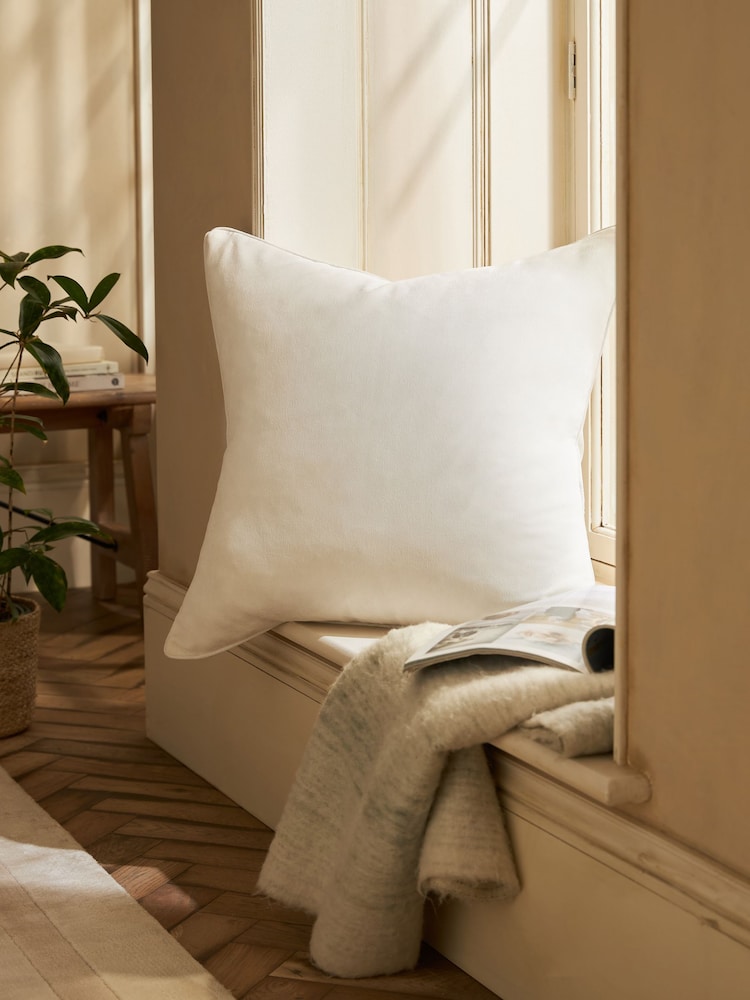 White 59 x 59cm Soft Velour Cushion - Image 1 of 4