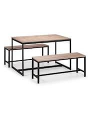 Julian Bowen Brown Tribeca 4 Seater Dining Bench Set - Image 2 of 4