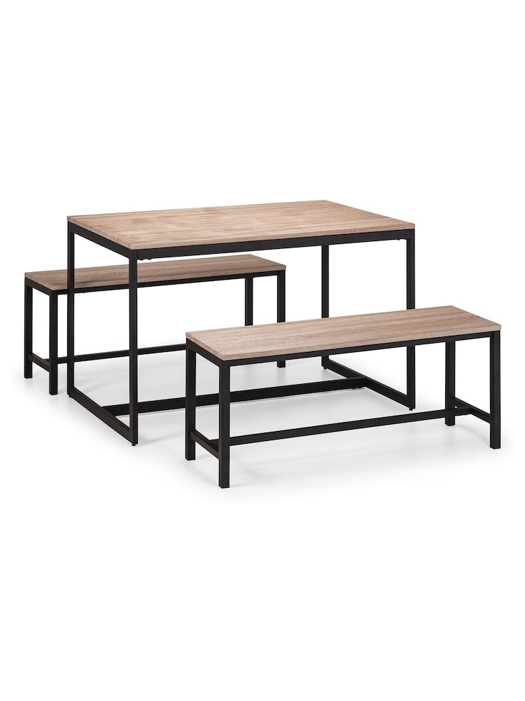 Julian Bowen Brown Tribeca 4 Seater Dining Bench Set - Image 2 of 4