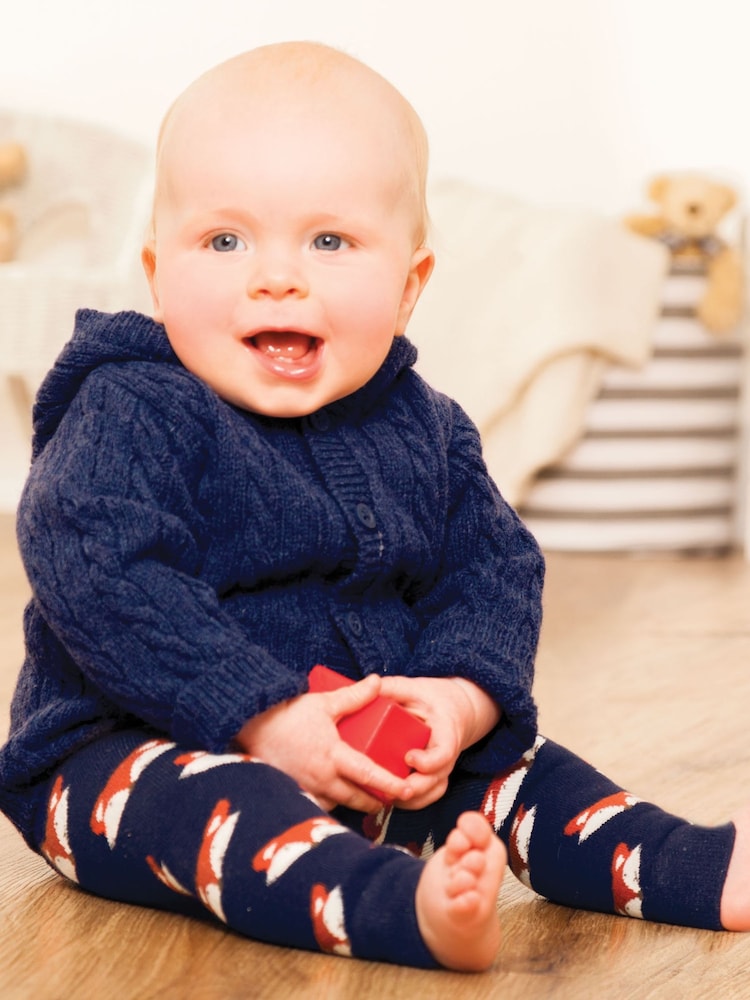 JoJo Maman Bébé Navy Blue Fox Extra Thick Leggings - Image 1 of 3
