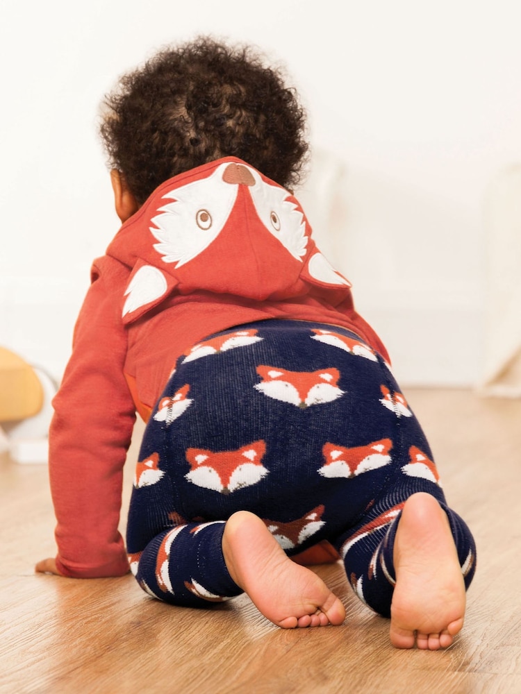 JoJo Maman Bébé Navy Blue Fox Extra Thick Leggings - Image 2 of 3