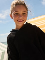 Black Oversized Hooded Towelling Cover-Up - Image 4 of 7