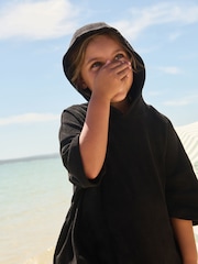 Black Oversized Hooded Towelling Cover-Up - Image 5 of 7