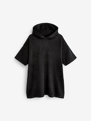 Black Oversized Hooded Towelling Cover-Up - Image 6 of 7