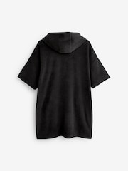 Black Oversized Hooded Towelling Cover-Up - Image 7 of 7