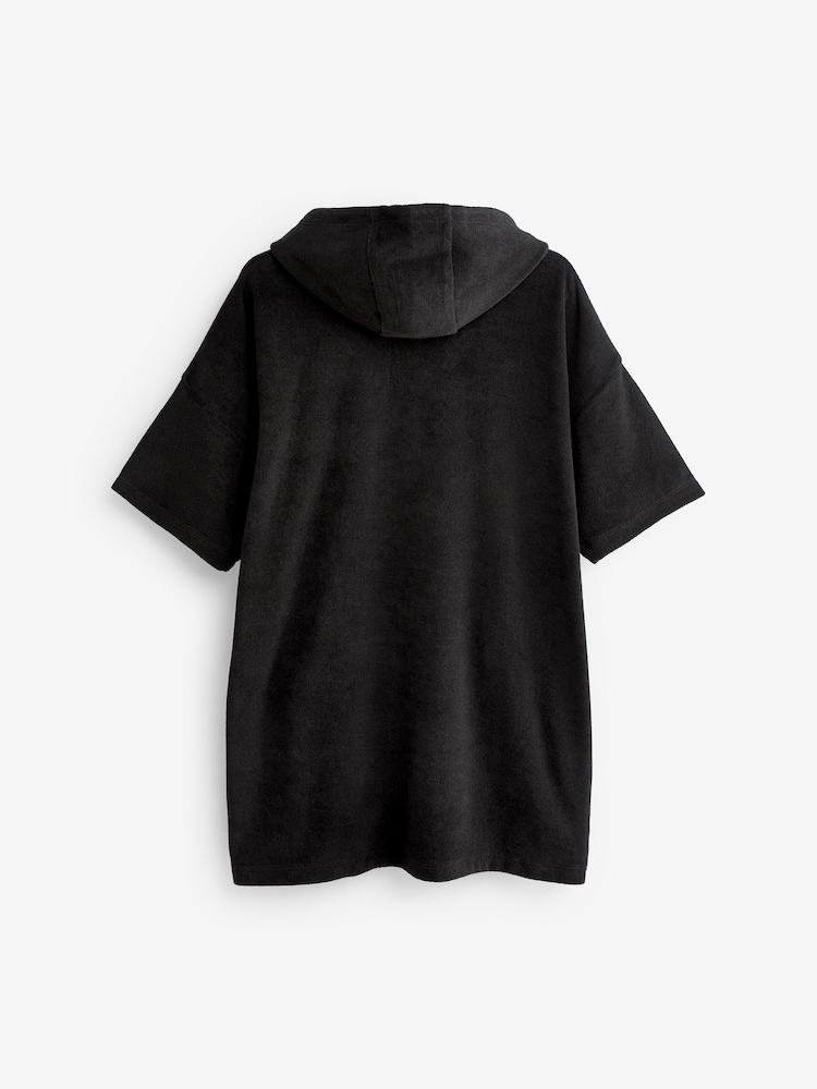 Black Oversized Hooded Towelling Cover-Up - Image 7 of 7