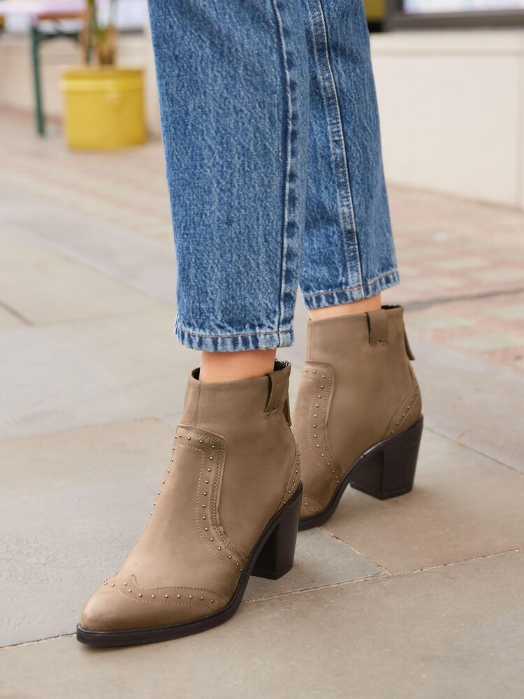 Mink Brown Forever Comfort® Western Cowboy Studded Boots - Image 1 of 9