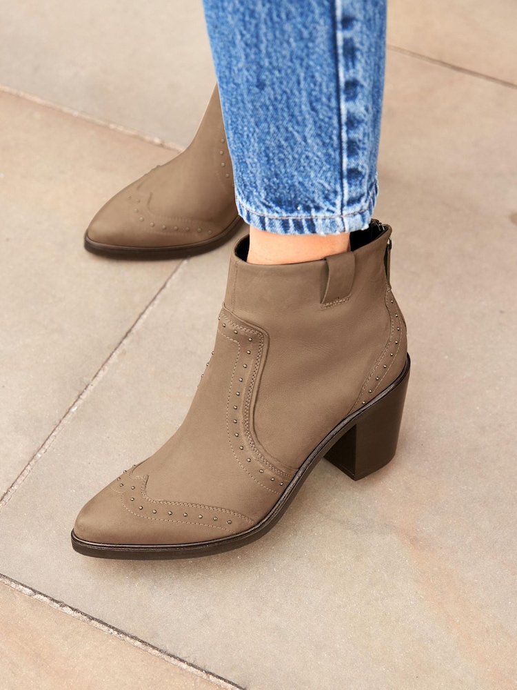 Mink Brown Forever Comfort® Western Cowboy Studded Boots - Image 2 of 9