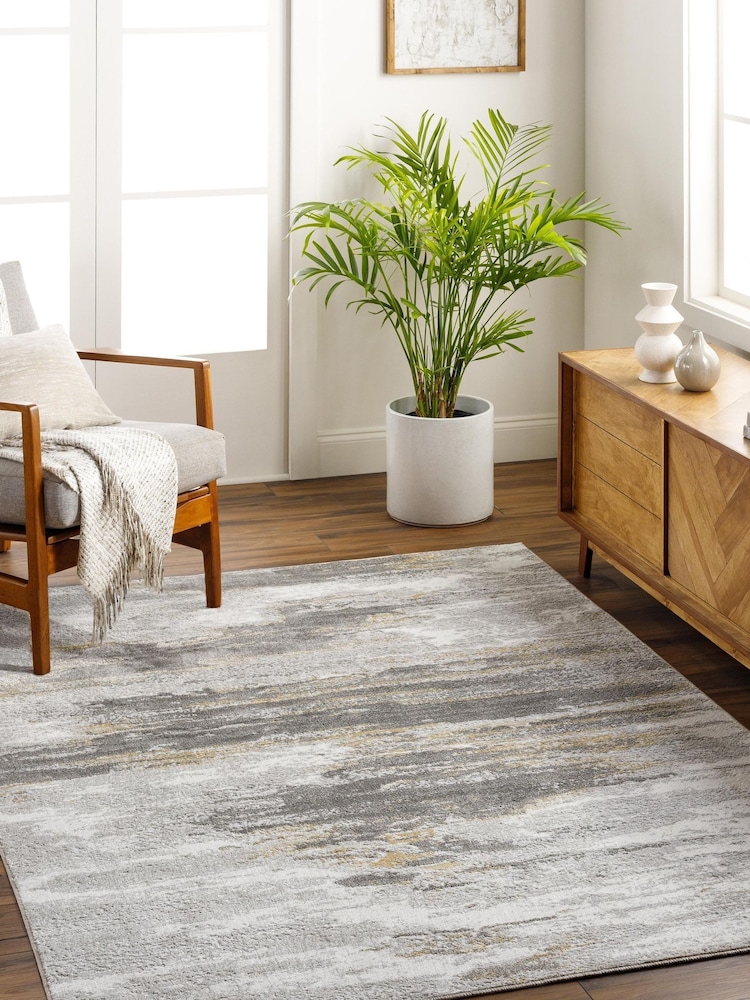 LIVABLISS Black San Francisco Abstract Modern Marble Rug - Image 1 of 6