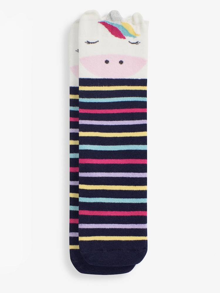 JoJo Maman Bébé Navy Unicorn Welly Socks - Image 2 of 2