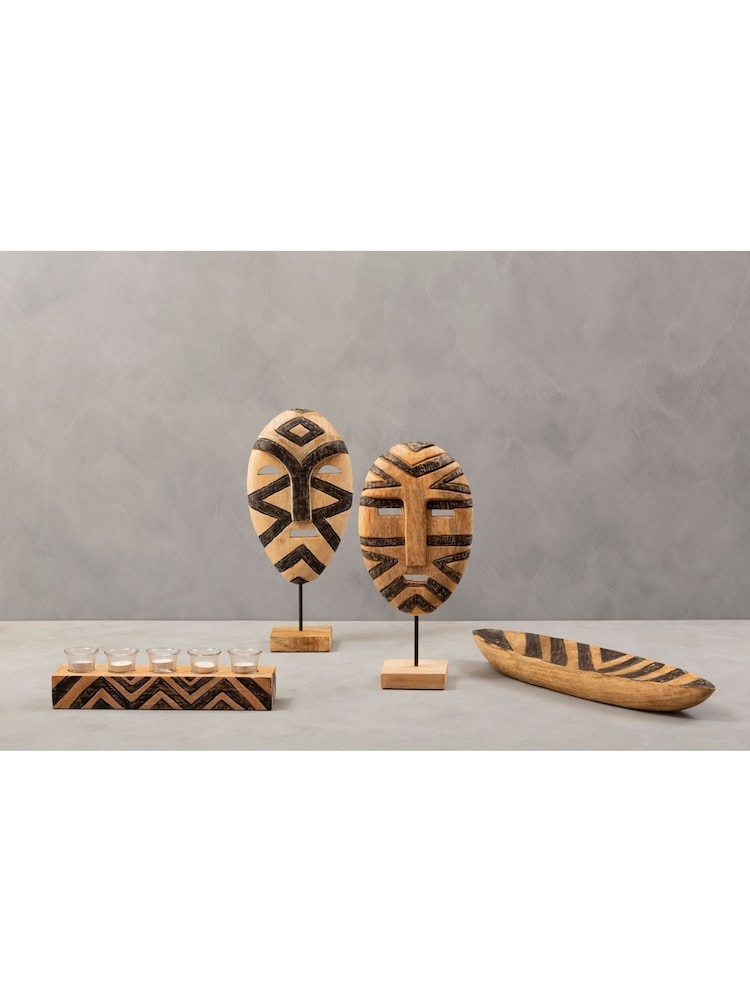 Fifty Five South Gold Tribal Wooden Bowl - Image 1 of 4