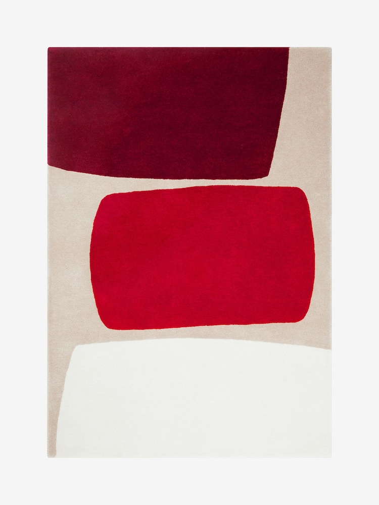 Jasper Conran London Red Colourblock Wool Rug - Image 1 of 4