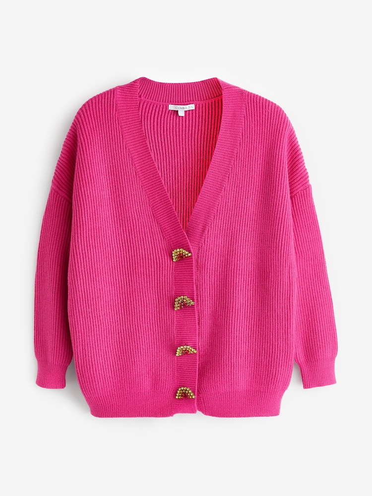 Olivia Rubin Frankie Rib Knit Longline Cardigan - Image 8 of 8