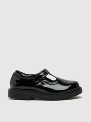 Schuh Junior Black Lock Patent T-Bar Shoes - Image 1 of 4