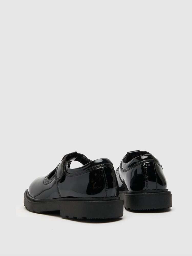 Schuh Junior Black Lock Patent T-Bar Shoes - Image 3 of 4