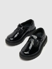 Schuh Junior Black Lock Patent T-Bar Shoes - Image 4 of 4
