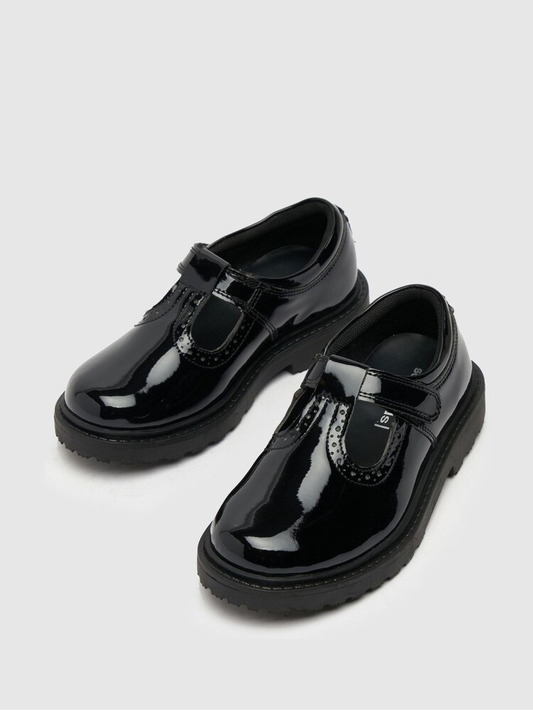 Schuh Junior Black Lock Patent T-Bar Shoes - Image 4 of 4