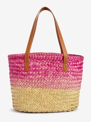 Natural/Pink Ombre Weave Basket Bag - Image 4 of 6