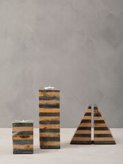 Деревянные книгодержатели в полоску Fifty Five South (серый/манго) - Изображение 2 из 4