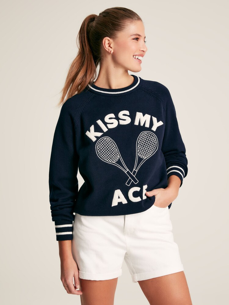 Joules Break Point Navy blue Knitted Tennis Jumper - Image 1 of 7