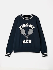 Joules Break Point Navy blue Knitted Tennis Jumper - Image 7 of 7