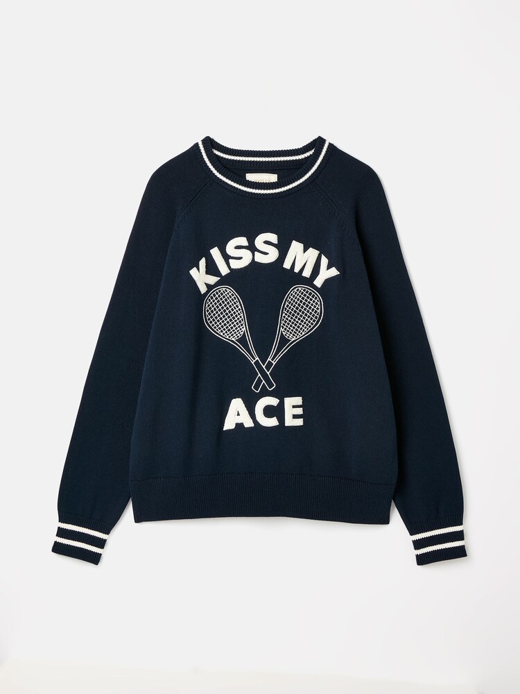 Joules Break Point Navy blue Knitted Tennis Jumper - Image 7 of 7