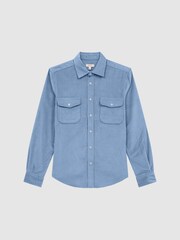 Reiss Sky Blue Bonucci Corduroy Twin Pocket Overshirt - Image 2 of 5