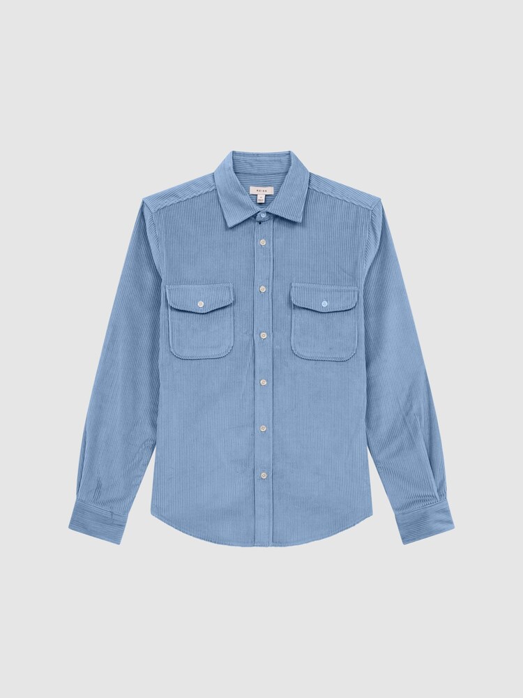 Reiss Sky Blue Bonucci Corduroy Twin Pocket Overshirt - Image 2 of 5
