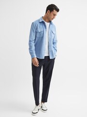 Reiss Sky Blue Bonucci Corduroy Twin Pocket Overshirt - Image 3 of 5