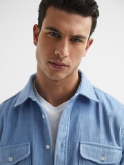 Reiss Sky Blue Bonucci Corduroy Twin Pocket Overshirt - Image 4 of 5