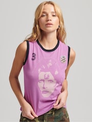 Superdry Purple 100% Cotton Allstars DB Graphic Vest Top - Image 1 of 4